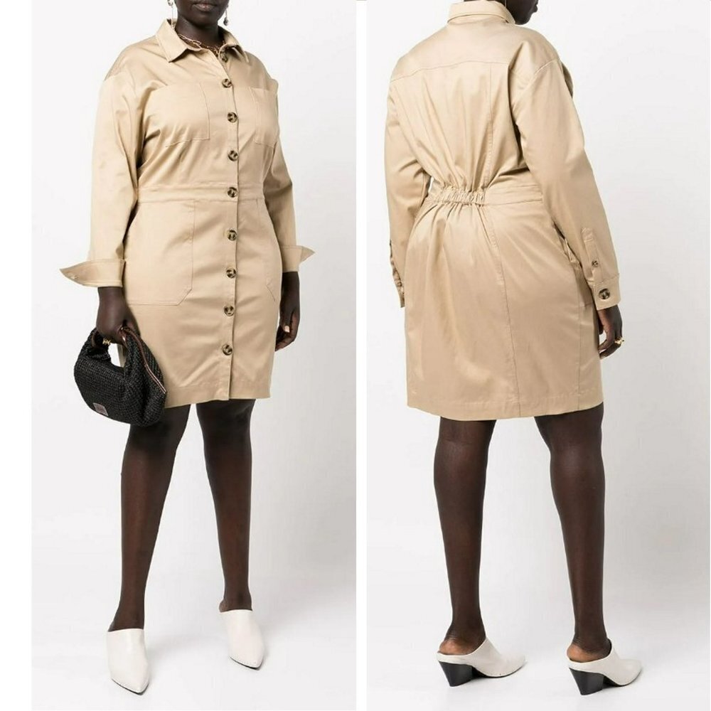 NWT New $228 11 Honoré Teedra Mini Long Sleeve Cotton Blend Shirtdress Size 24